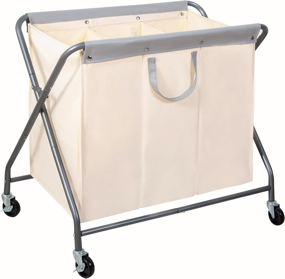 STORAGE MANIAC 160L Collapsible Laundry Hamper with Wheels, Rolling Laundry B...