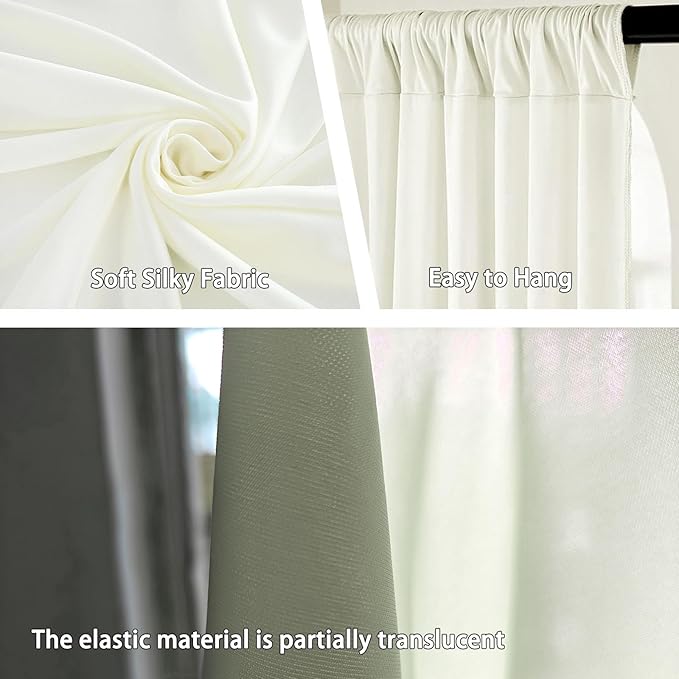 10 x 7 Feet Ivory White Backdrop Curtain for Partie, Background Curtains for ...