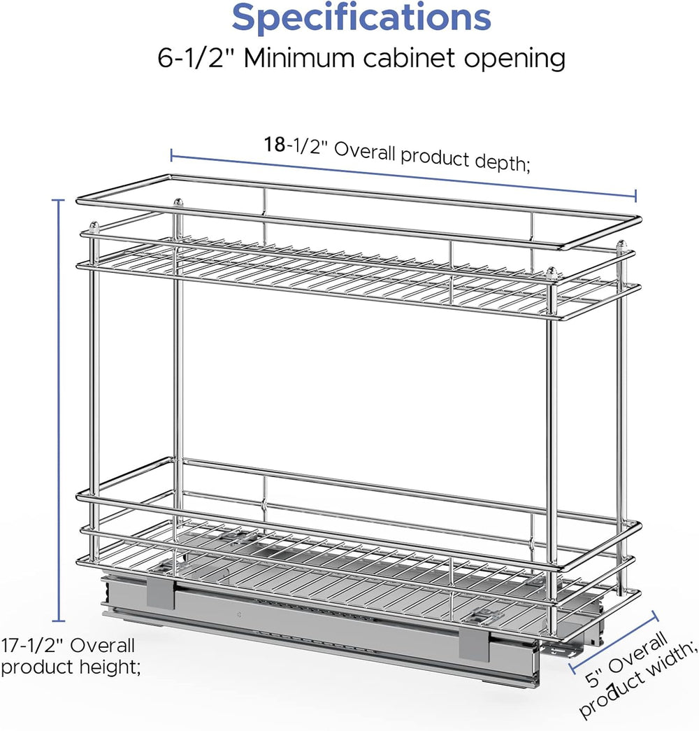 LOVMOR Pull Out Cabinet Organizer and Storage (5" W x 21" D) 2-Tier...