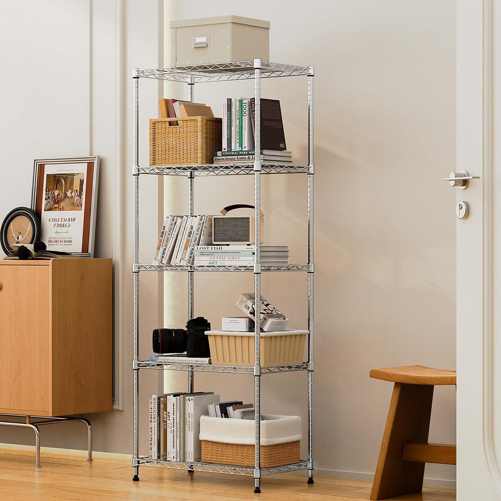 M MZG 1250 lbs 5 Tier Shelf Metal Storage Shelves Wire Rack Closet Organizers...