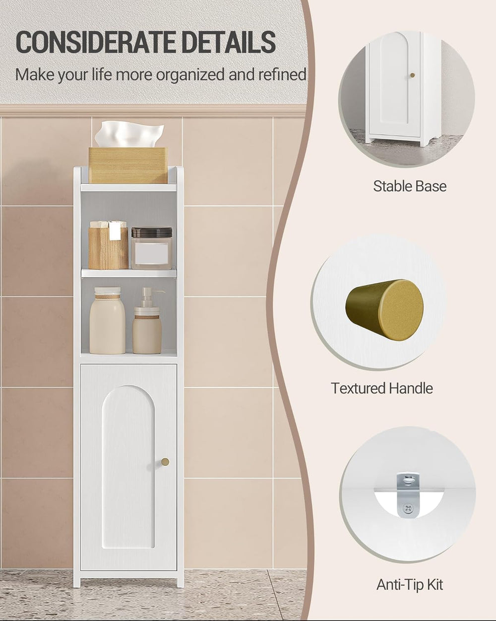 Hzuaneri Small Bathroom Storage Cabinet, Narrow Toilet Paper Cabinets