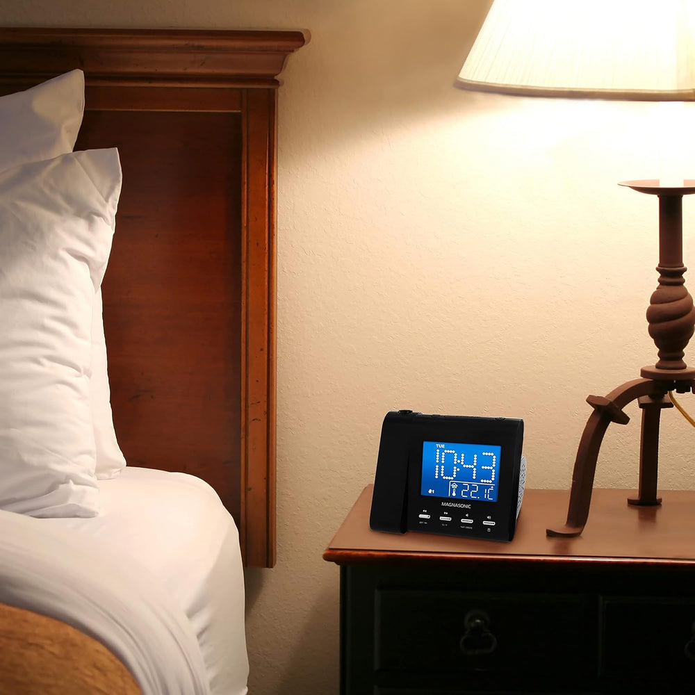 Magnasonic Projection Alarm Clock with AM/FM Radio, Battery Backup, Auto Time...