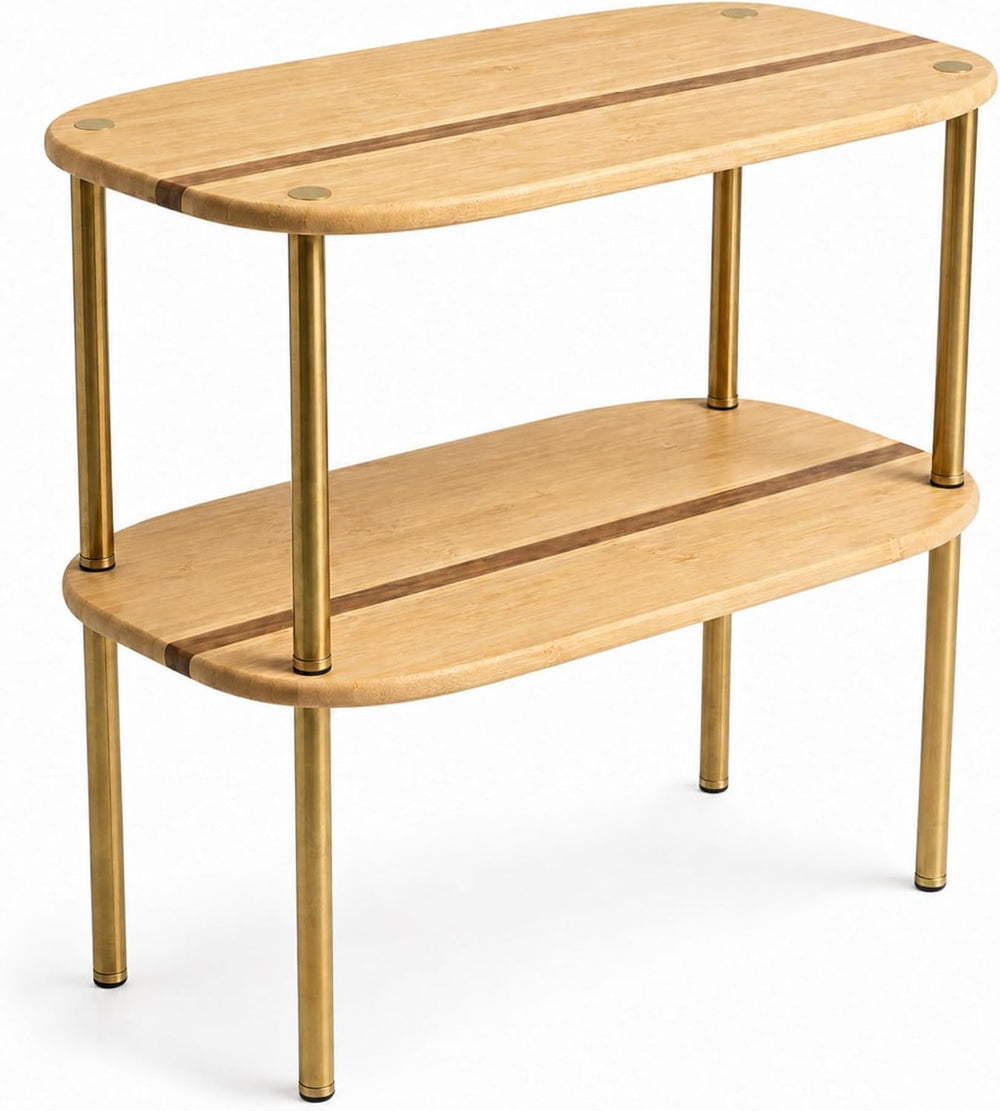 Stackable Shelves Organizer for Kitchen, Set of 2, Bamboo, Natural