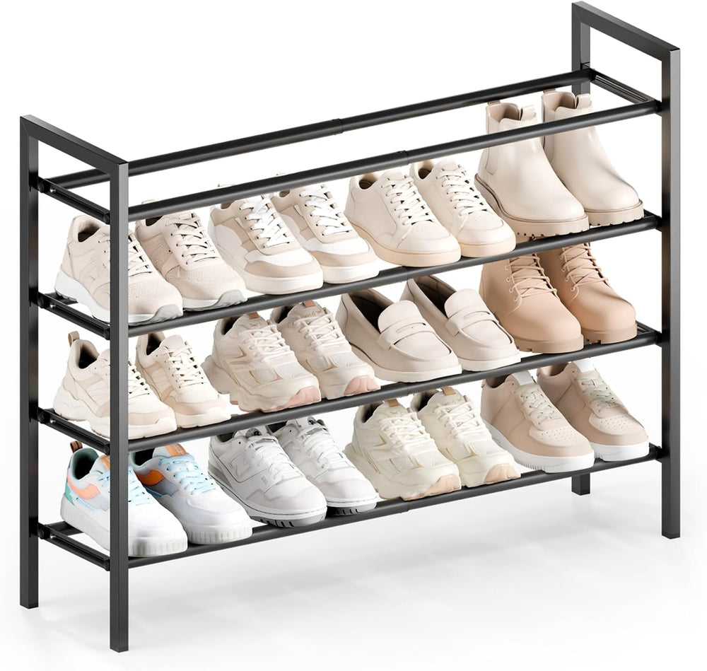 Bumusty 4 Tier Expandable Shoe Rack for Closet, Black | 18"-33" Adj...