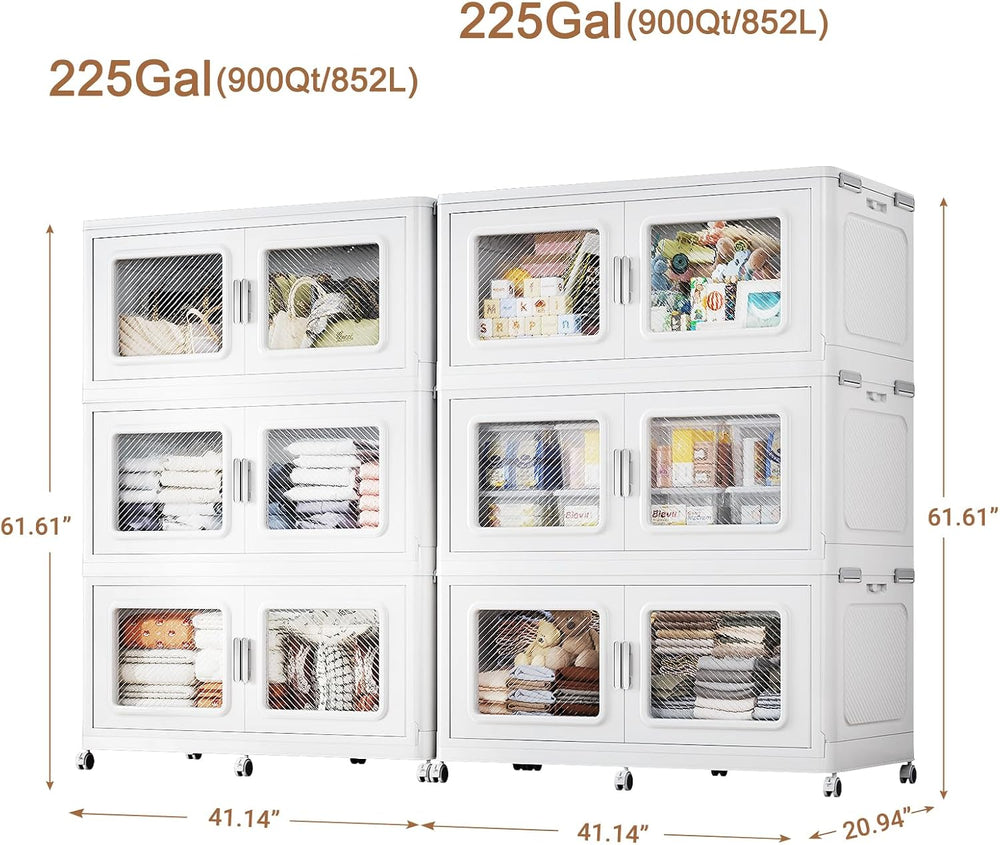 BROVIEW 450Gal Extra Large Stackable Storage Bins with Lids & Wheel,1800 ...