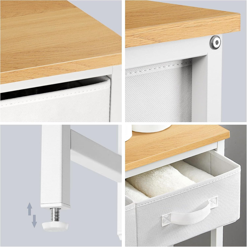 MOHOPE 2-Tier Over The Toilet Storage with 2 Fabric Drawers, Freestanding Abo...