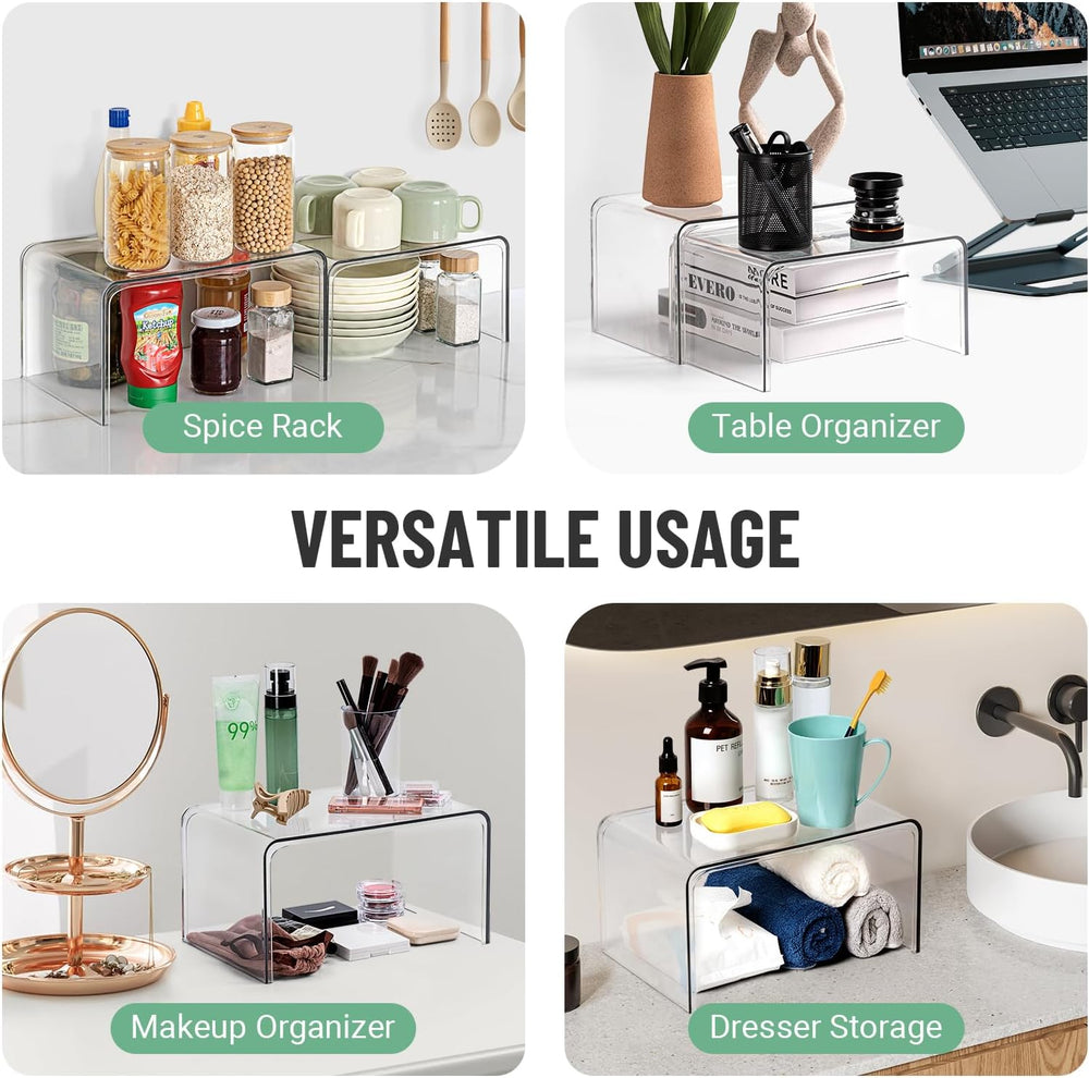 Bobomoment Clear Cabinet Organizer, Stackable Shelf Organizer Set of 4