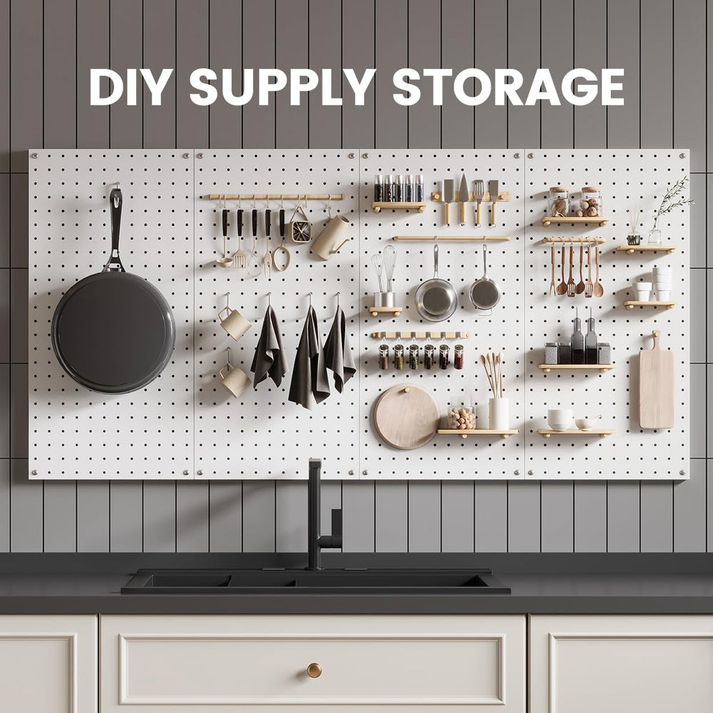Metal Pegboard Tool Organizer, 12 x 24 in, 30 lb Capacity, 4 Pack