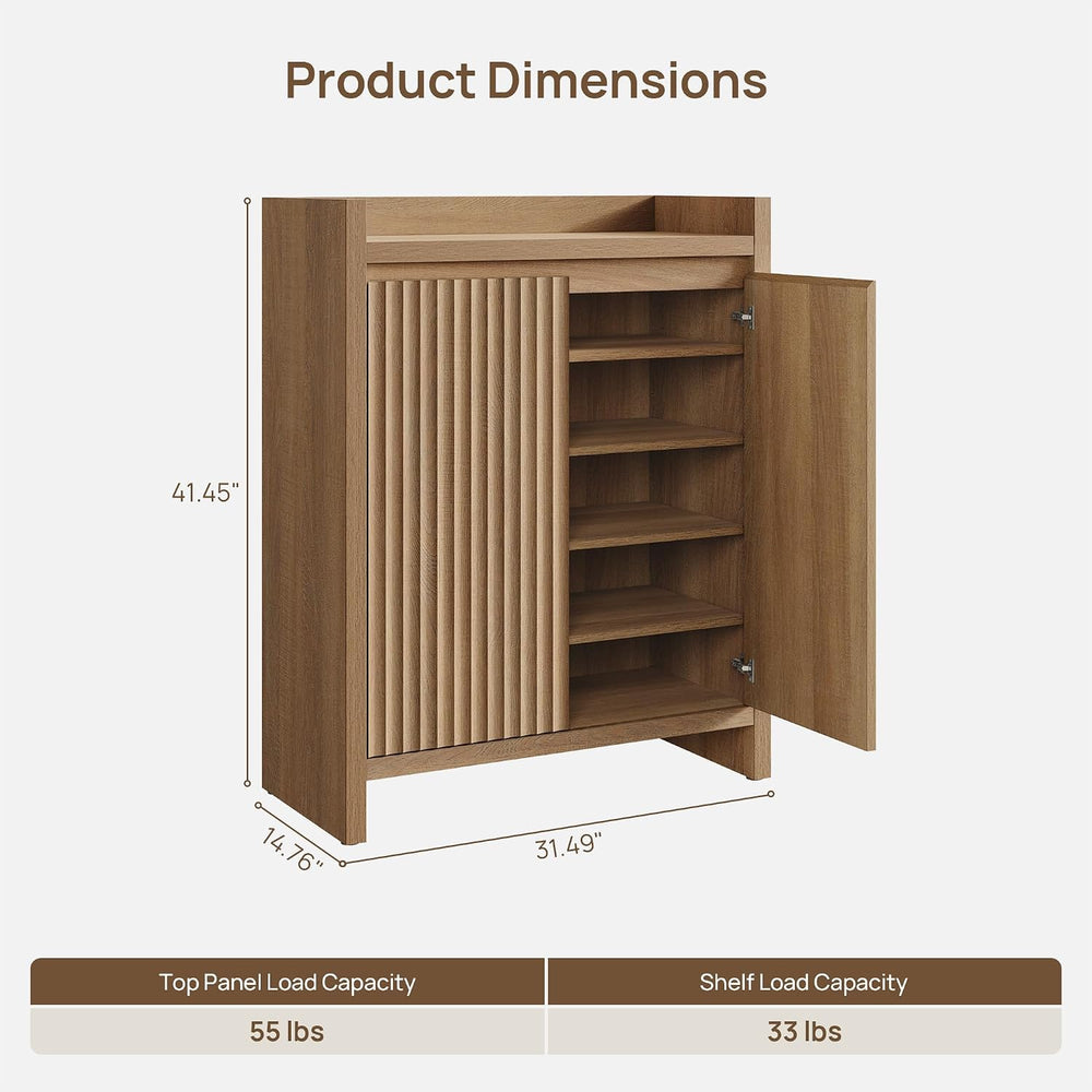 SICOTAS Shoe Cabinet for Entryway, Fluted 6-Tier Shoe Storage Cabinet