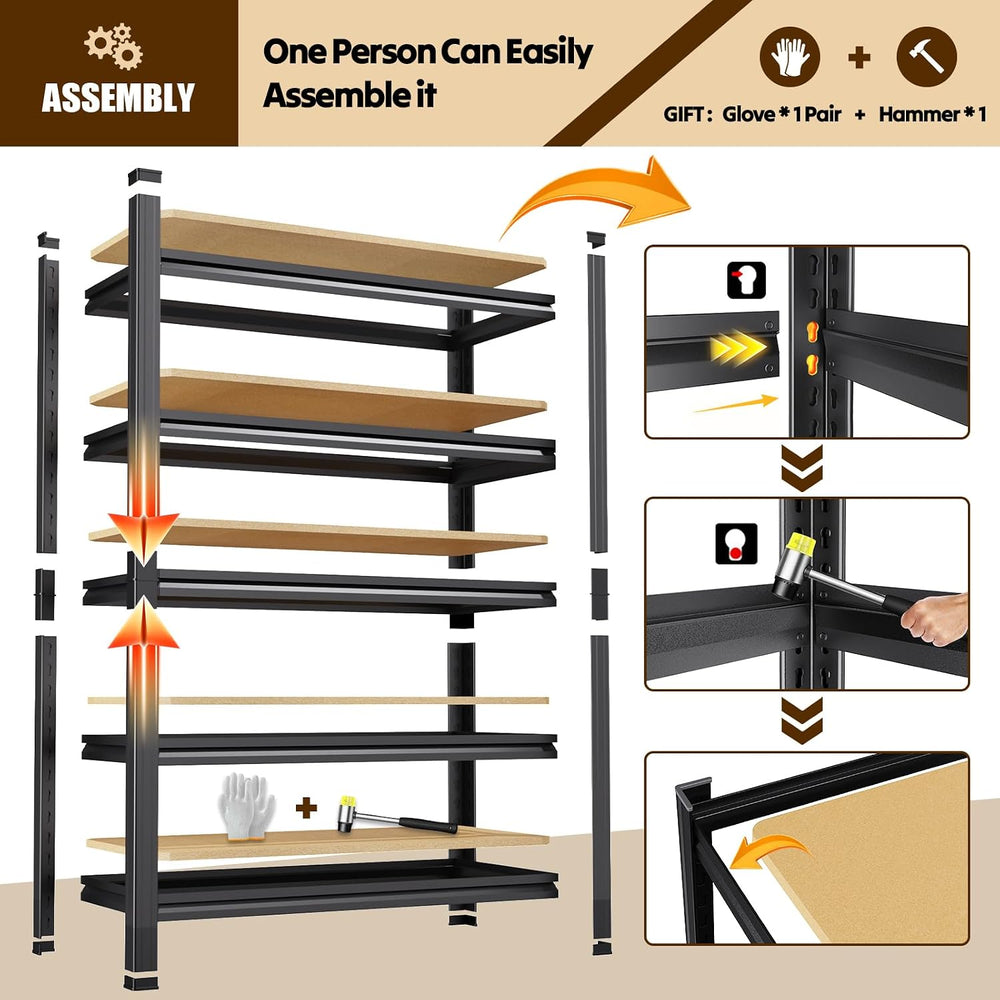 Garage Shelving 5 Tier Storage Shelves Adjustable Shelf,71"Hx28"Wx1...