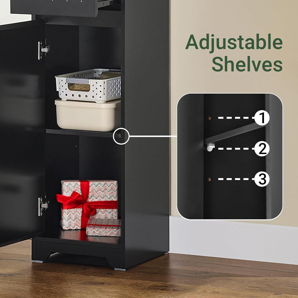 SoBuy Bathroom Storage Cabinet Adjustable Shelves, Tall Narrow, Black