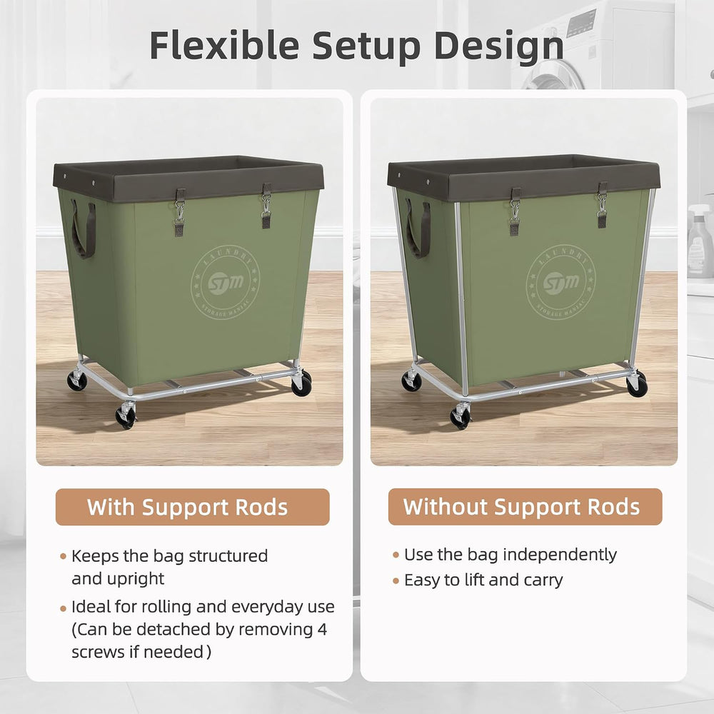 STORAGE MANIAC Commercial Laundry Hamper with Heavy Duty Steel Frame, 320 L I...