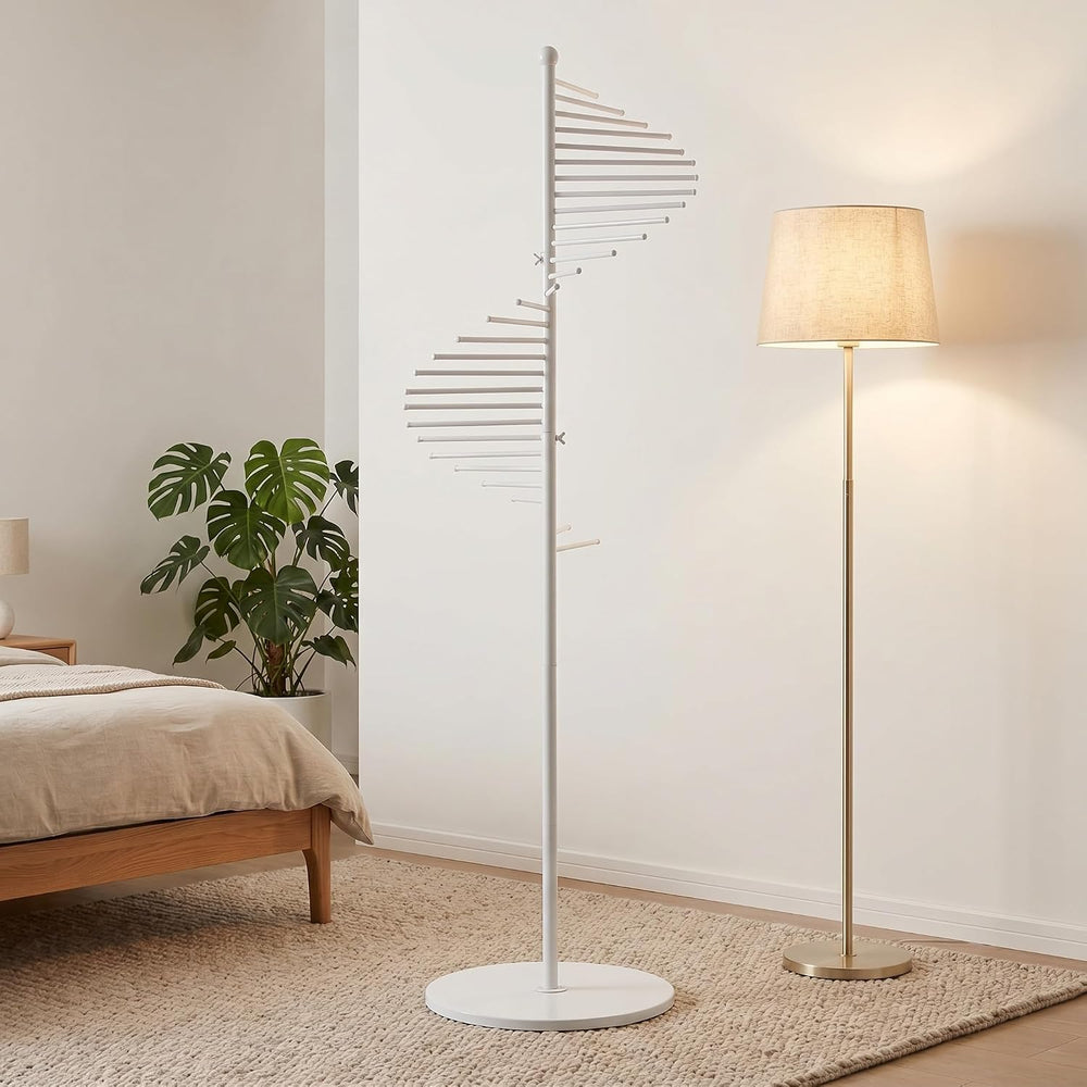 67" Freestanding Spiral Scarf Organizer - 30 Rods Metal Holder, Space Sa...