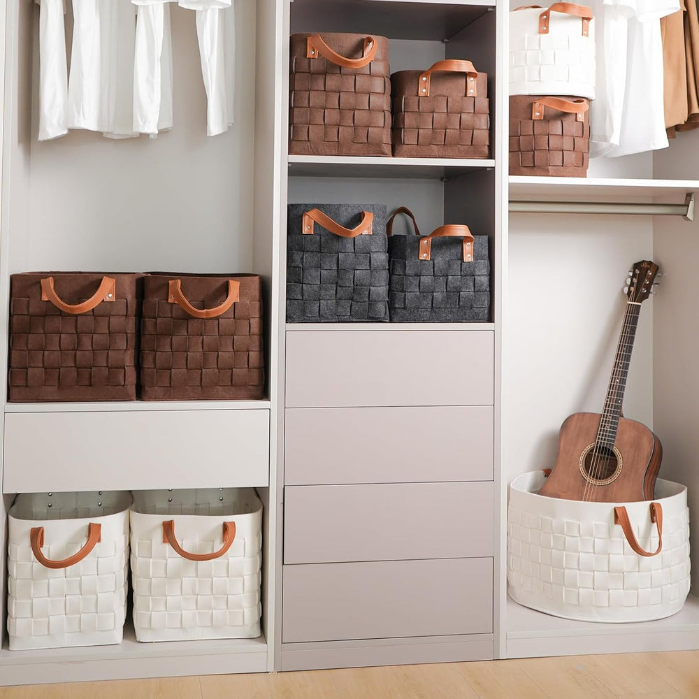 Laundry Basket 16.5 " x13 x13 , Large Rectangular Felt Fabric Blanket Ba...