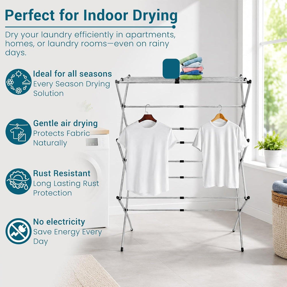 HOMION 3 Tier extendable Clothes Airer Dryer Indoor Outdoor Metal Laundry Dry...