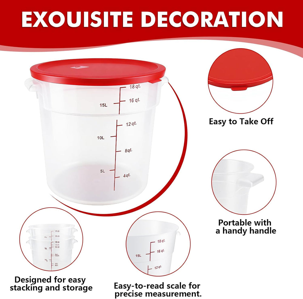 2 Pack Square Food Storage Container With Lid,12-22 Quart Commercial Storage ...