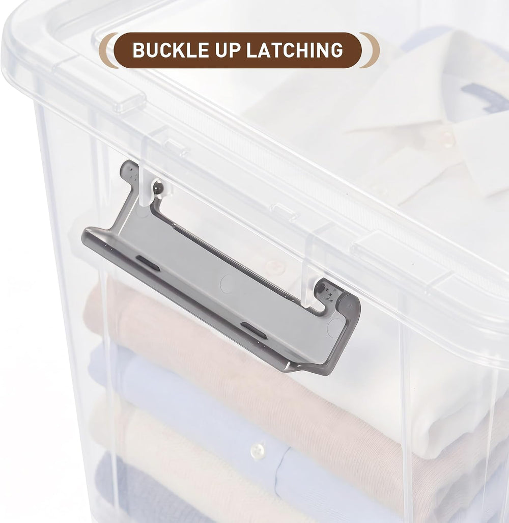 Citylife 4-Pack 32 QT Clear Plastic Storage Bins with Latching Lids