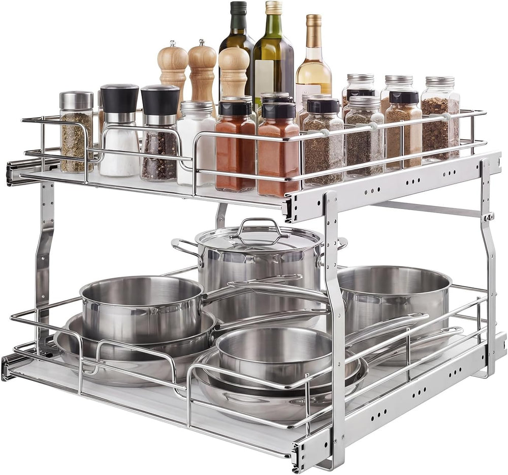 VEVOR 2 Tier Pull Out Cabinet Organizer 20" W x 21.22" D Slide Out ...
