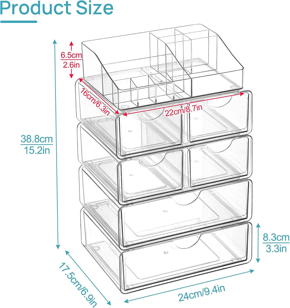 Vtopmart 5 Tier Clear Makeup Organizer with 6 Drawers