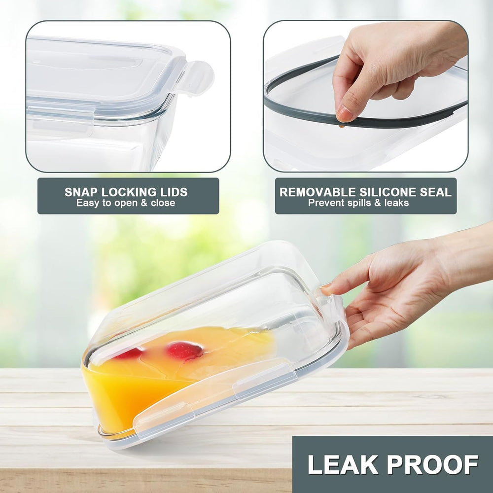 4 Pack 63oz+27oz Large Glass Food Storage Containers Set with Lids