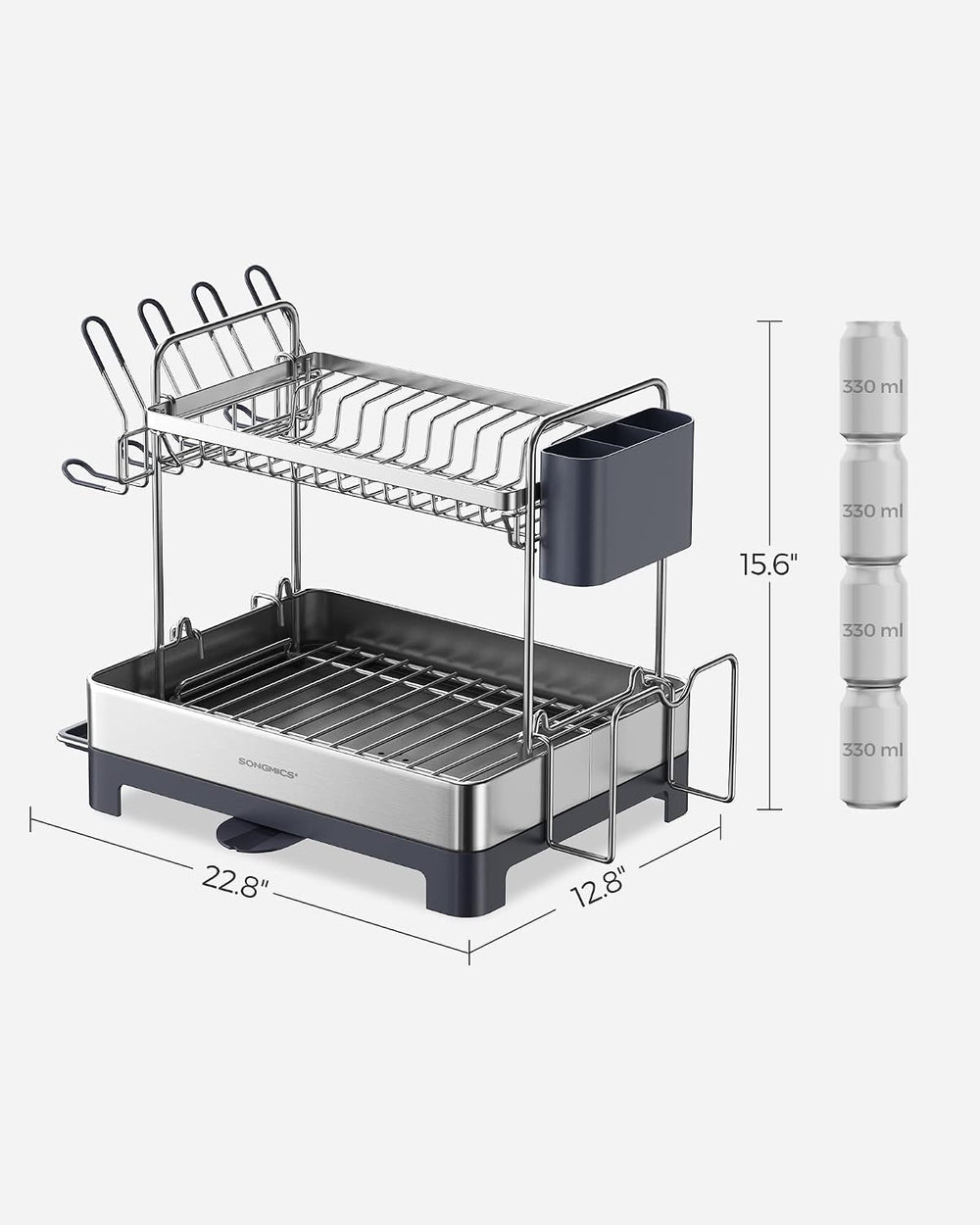 SONGMICS 2 Tier Dish Drying Rack for Kitchen Counter