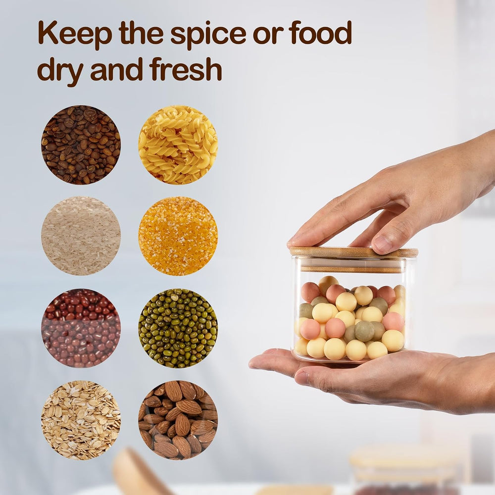 D2scrma 19oz/0.6Qt/550ml Square Glass Storage Containers with Lids 6-Pack