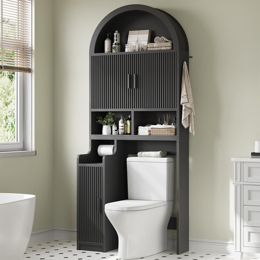 Itaar Arched Over The Toilet Storage Cabinet, 78.7" H Fluted Bathroom Or...