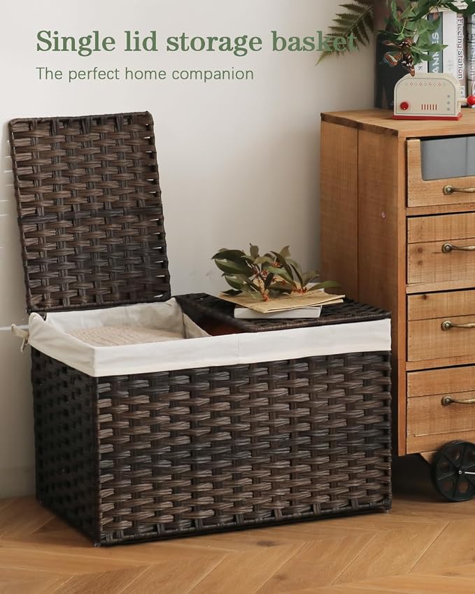 Storage Basket with Lid Wicker Baskets
