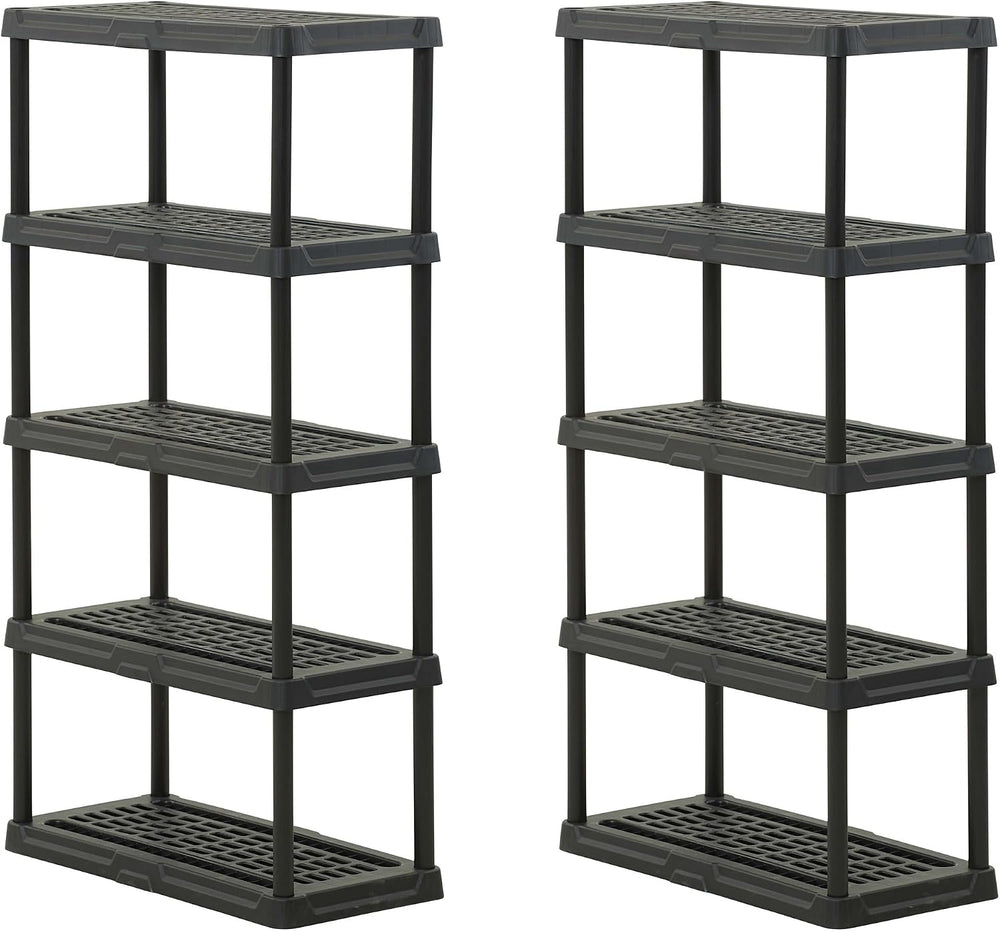 CENTREX 5-Tier Heavy Duty Plastic Storage Shelves for Garage, 2 Pack