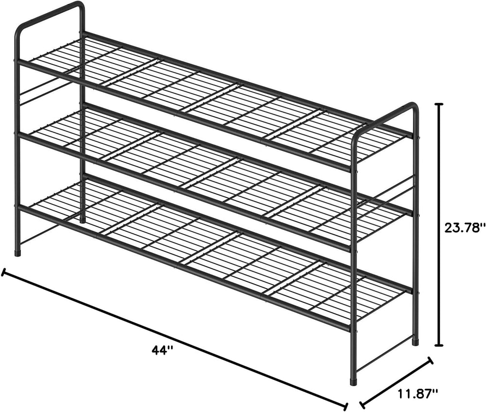3 Tier Shoe Rack for Closet, 44 Inch Extra Long Shoe Storage Organizer for Sh...