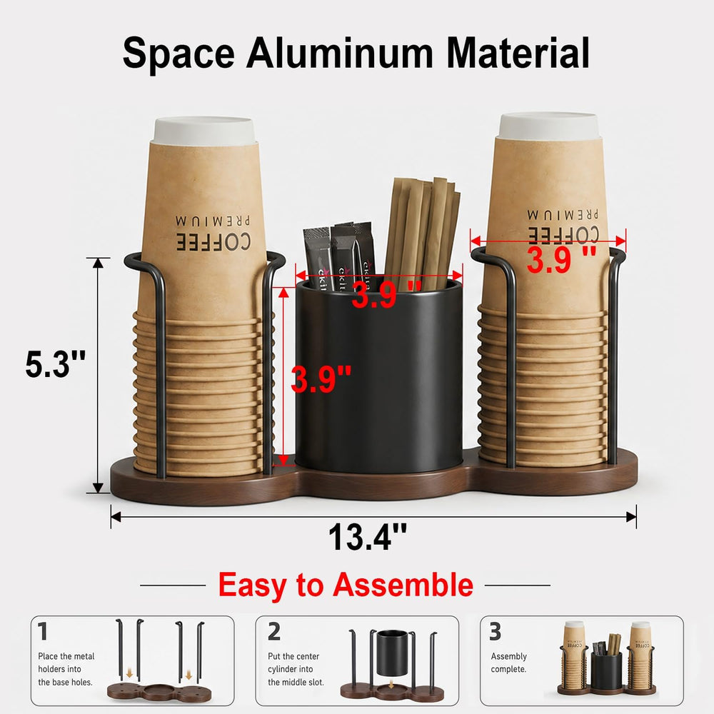 GOYLSER Coffee Bar Organizer with Straw & Stirrer Storage Caddy for Cups ...