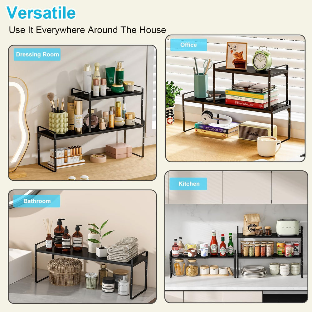 15.5 to 25.5 Inch Kitchen Cabinet Shelf Organizers, Adjustable Kitchen Counte...