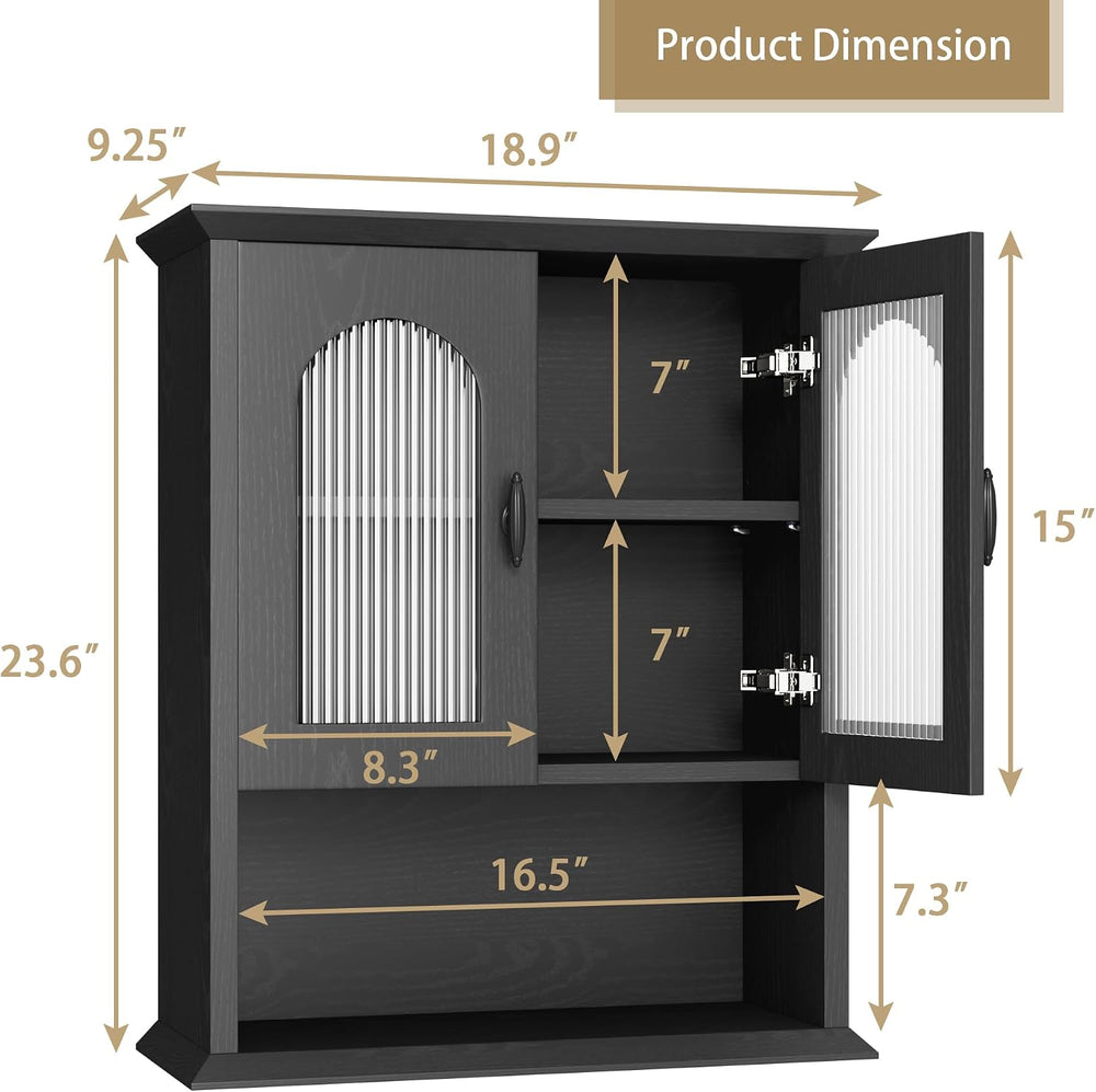 CJL Bathroom Wall Cabinet with Fluted Door, 18.9'' x 23.6'', ...