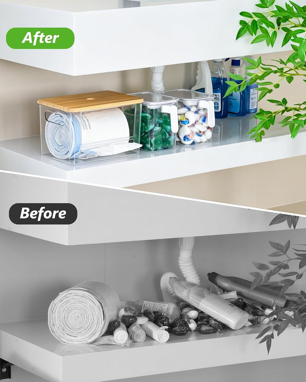 iCASA 3 in 1 Trash Bag and Dishwasher Pod Organizer Garbage Bags Dispenser