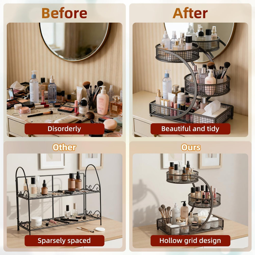 Makeup Organizer Countertop for Vanity, 3 Tier Bathroom Bedroom Counter Skinc...