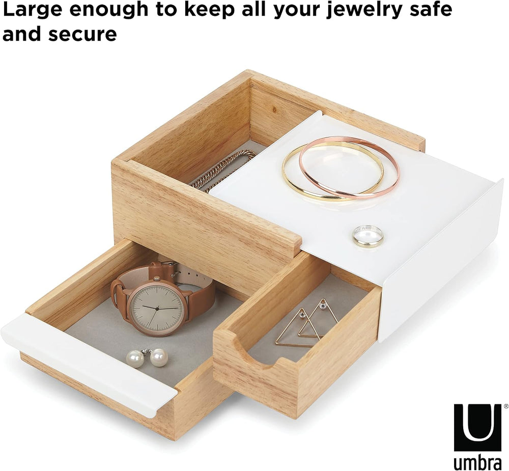 Umbra Stowit Jewelry Box - Modern Keepsake Storage Organizer with Hidden Comp...