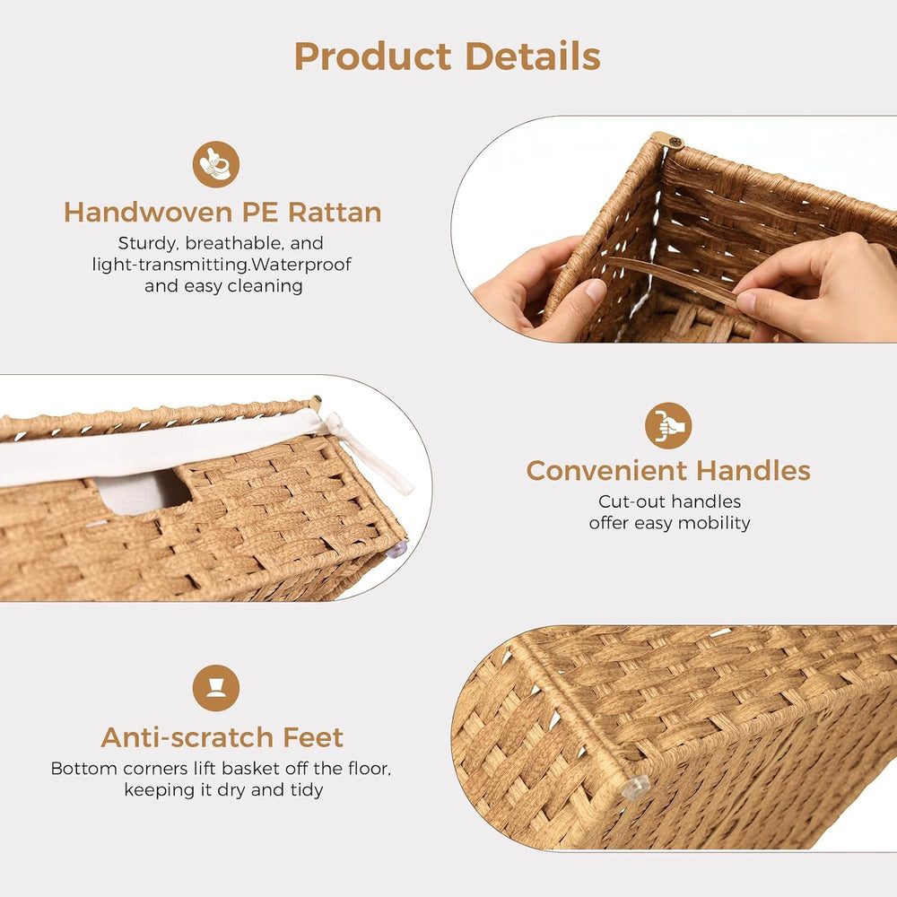 Wicker Under Bed Storage with Lid (PE Rattan, 60L, 2-Pack)
