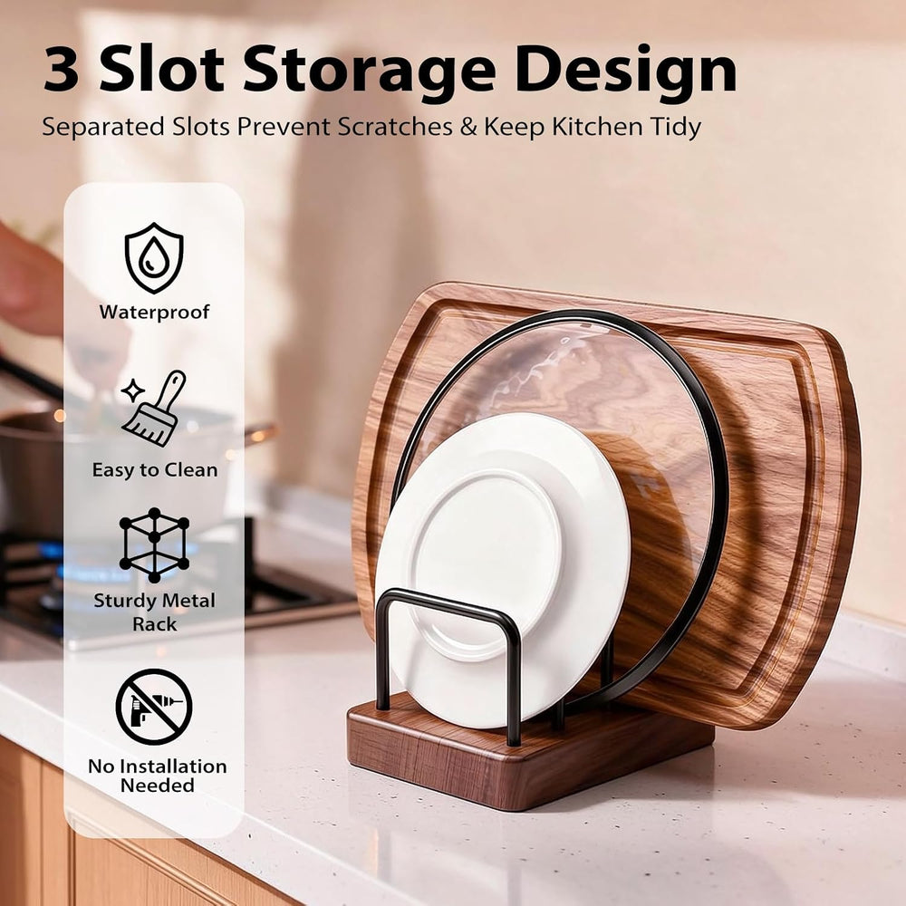 ENLOY 2 Pack Cutting Board Holder with Walnut Cute Bear and Heart Base