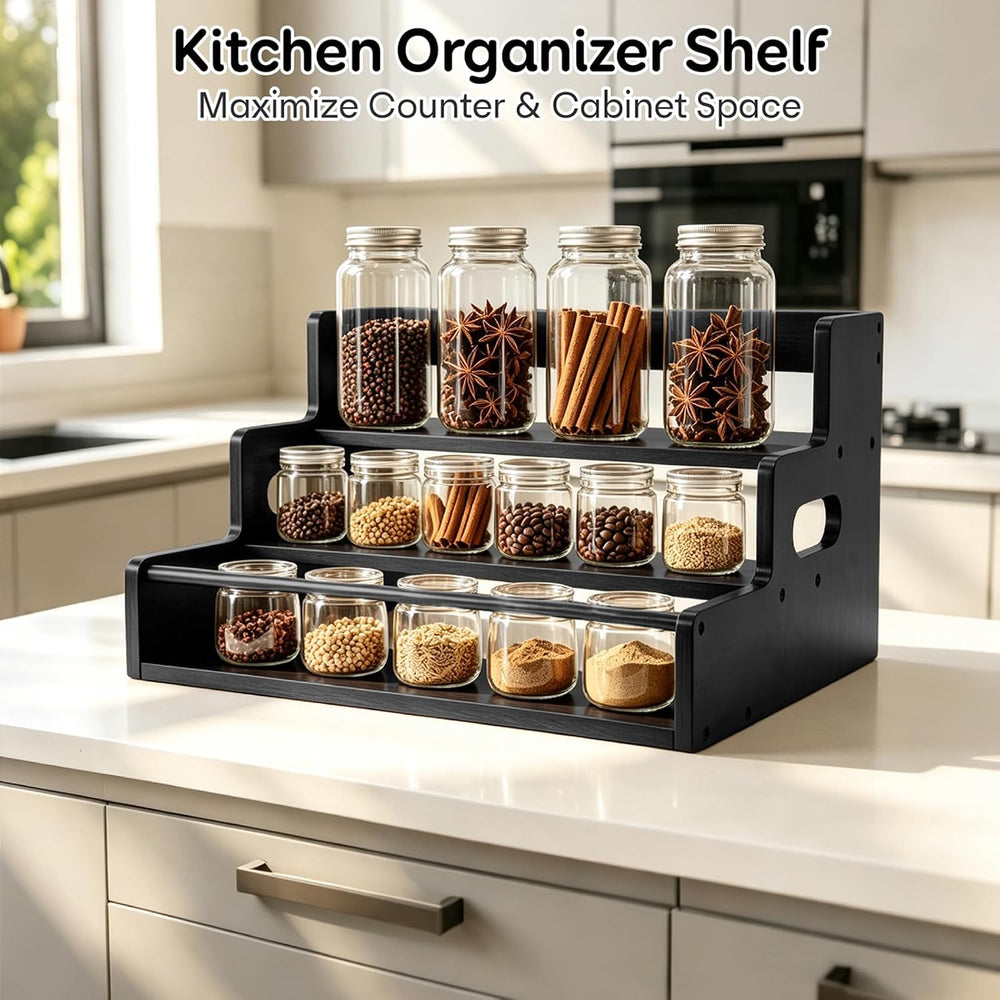 Liquor Bottle Display Shelf, Coffee Syrup Rack Organizer, Black