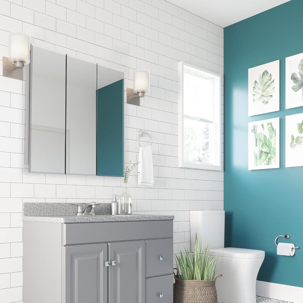 Design House Cyprus Medicine Cabinet, 3 Frameless Mirrored Doors, 2 Adjustabl...