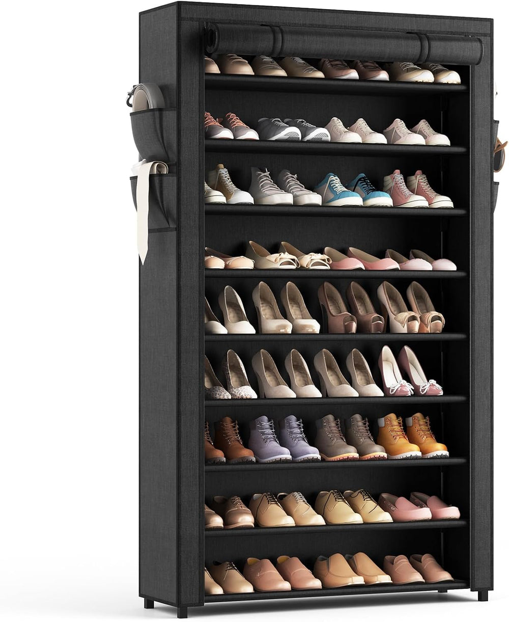 LANTEFUL Shoe Rack with Covers - 10 Tiers Tall Shoe Rack Organizer Large Capa...