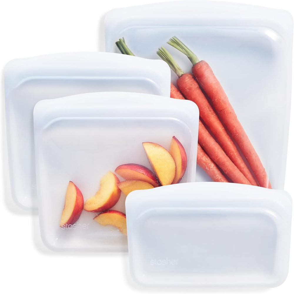 Stasher Premium Silicone Reusable Food Storage Bags, Lunch Bag, Travel (4-Pack)