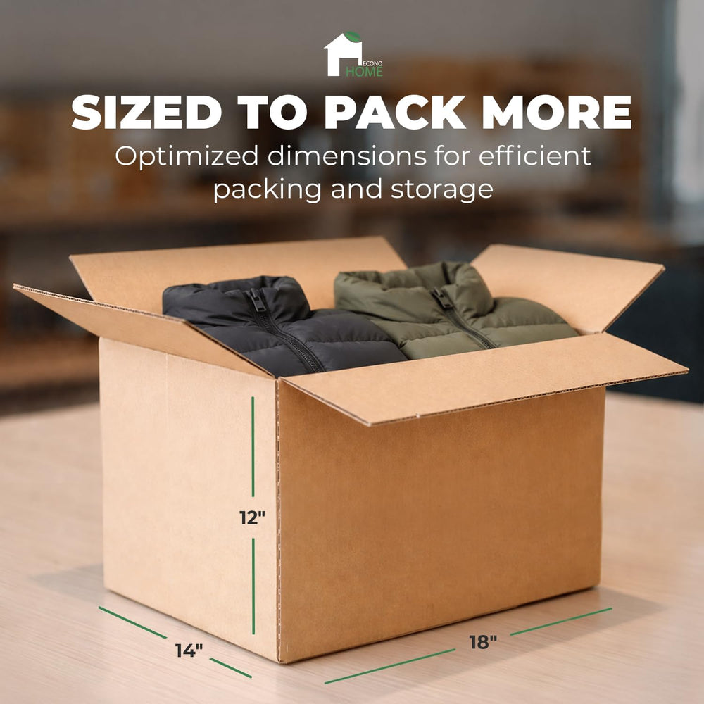 EconoHome Corrugated Shipping Boxes - 18x14x12" Medium Moving Boxes - Du...