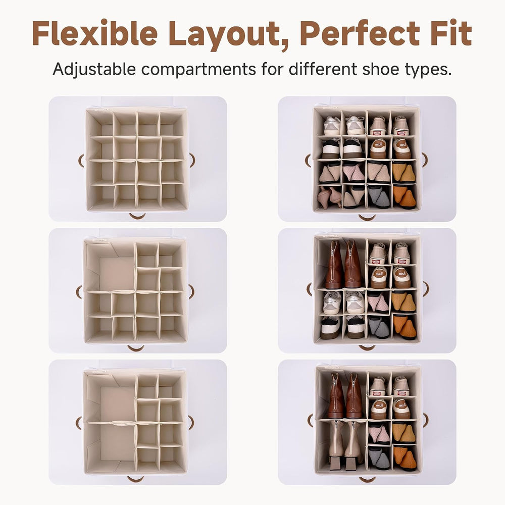 StorageWorks 2-Pack 32-Pair Shoe Storage Organizer for Closet, Taupe