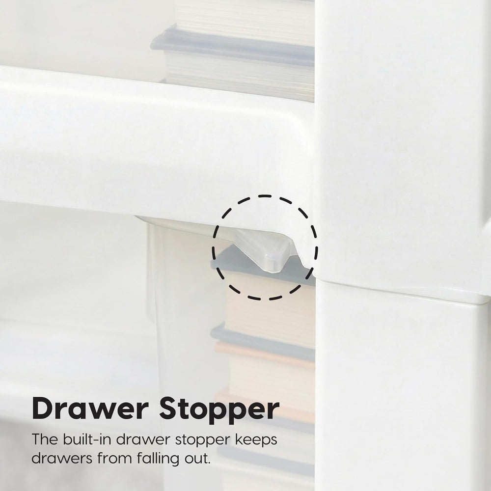 IRIS USA 3-Drawer Slim Narrow Storage Organizer, 2-Pack, White/Clear