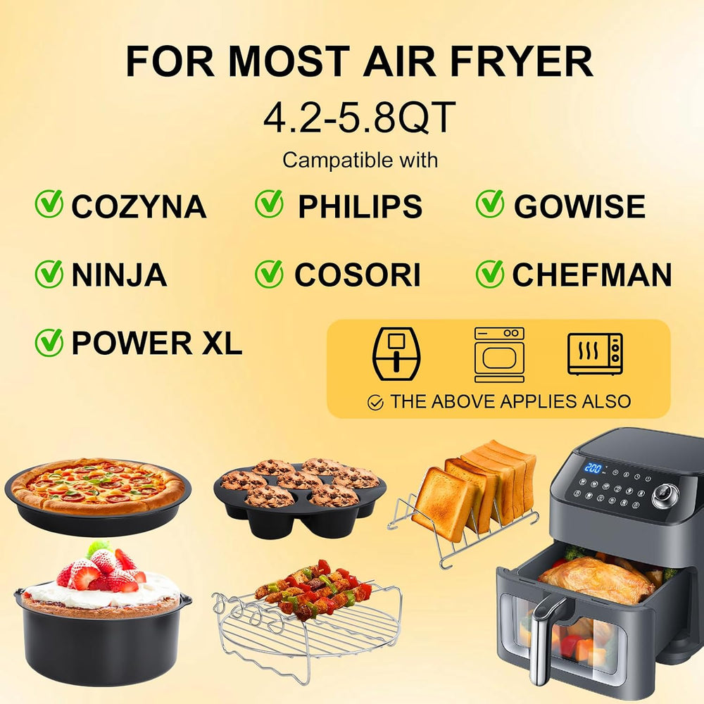 Air Fryer Accessories Kit 12pcs Universal for 4, 4.2, 5, 5.5, 5.8 QT Gowise C...