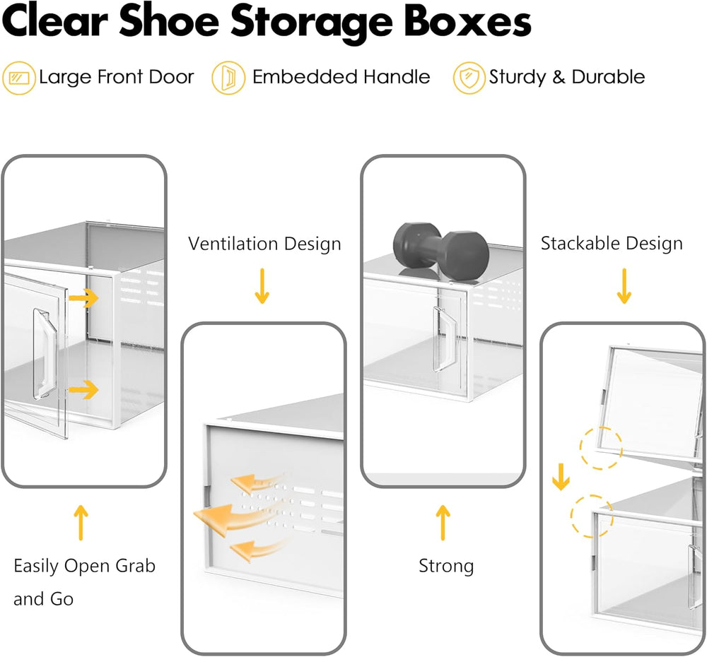 SEE SPRING X-Large Shoe Storage Box Fit Size 11, Clear Plastic Stackable Shoe...