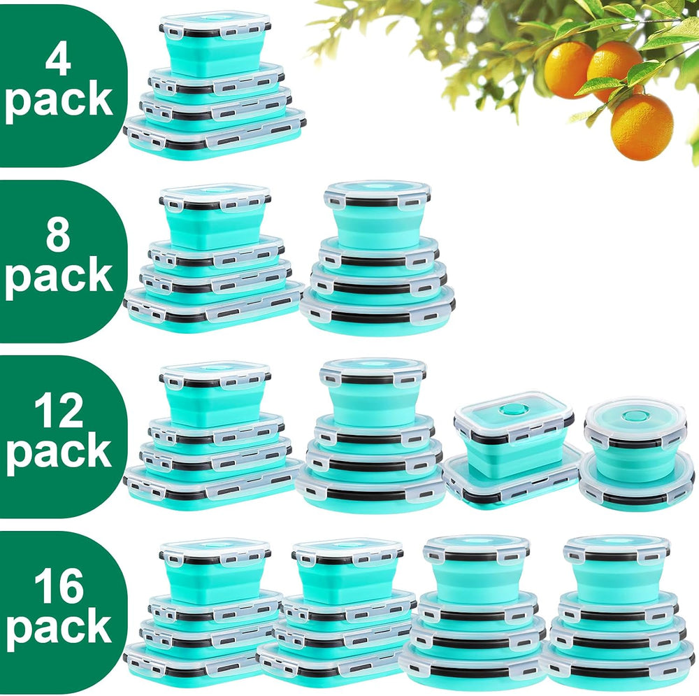 Sudaya 8 Pack Collapsible Food Storage Containers With Lids, Collapsible Stor...