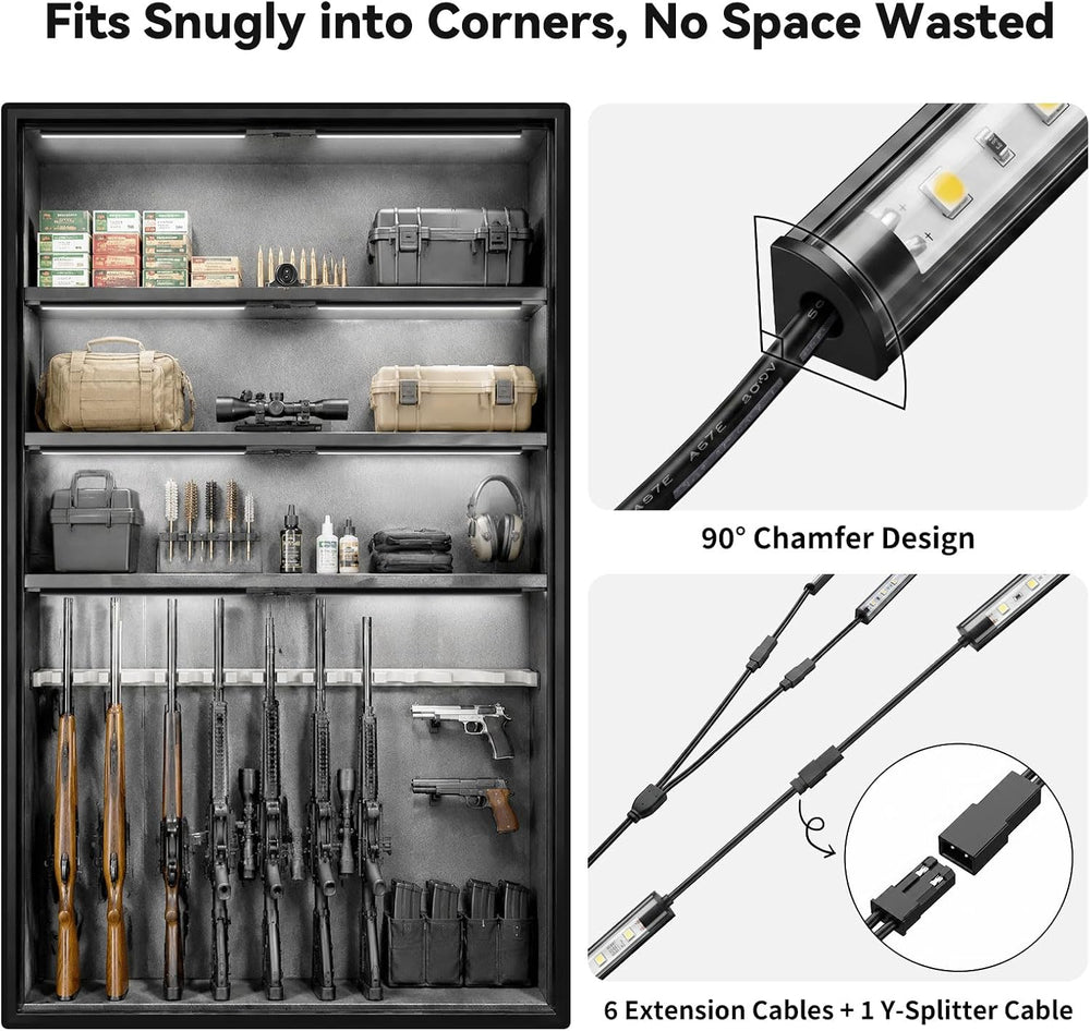 Gun Safe Light Kit, Door Sensor LED Light Bars, 5000K Daylight, 6-Pack 12-Inc...