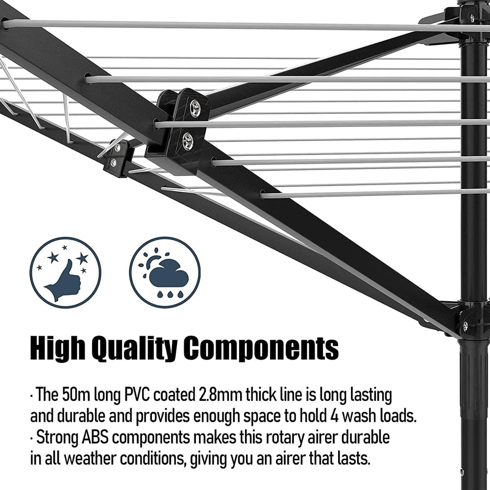 Nisorpa Outdoor Umbrella Drying Rack,12 Lines with 165 Feet Umbrella Clothesl...